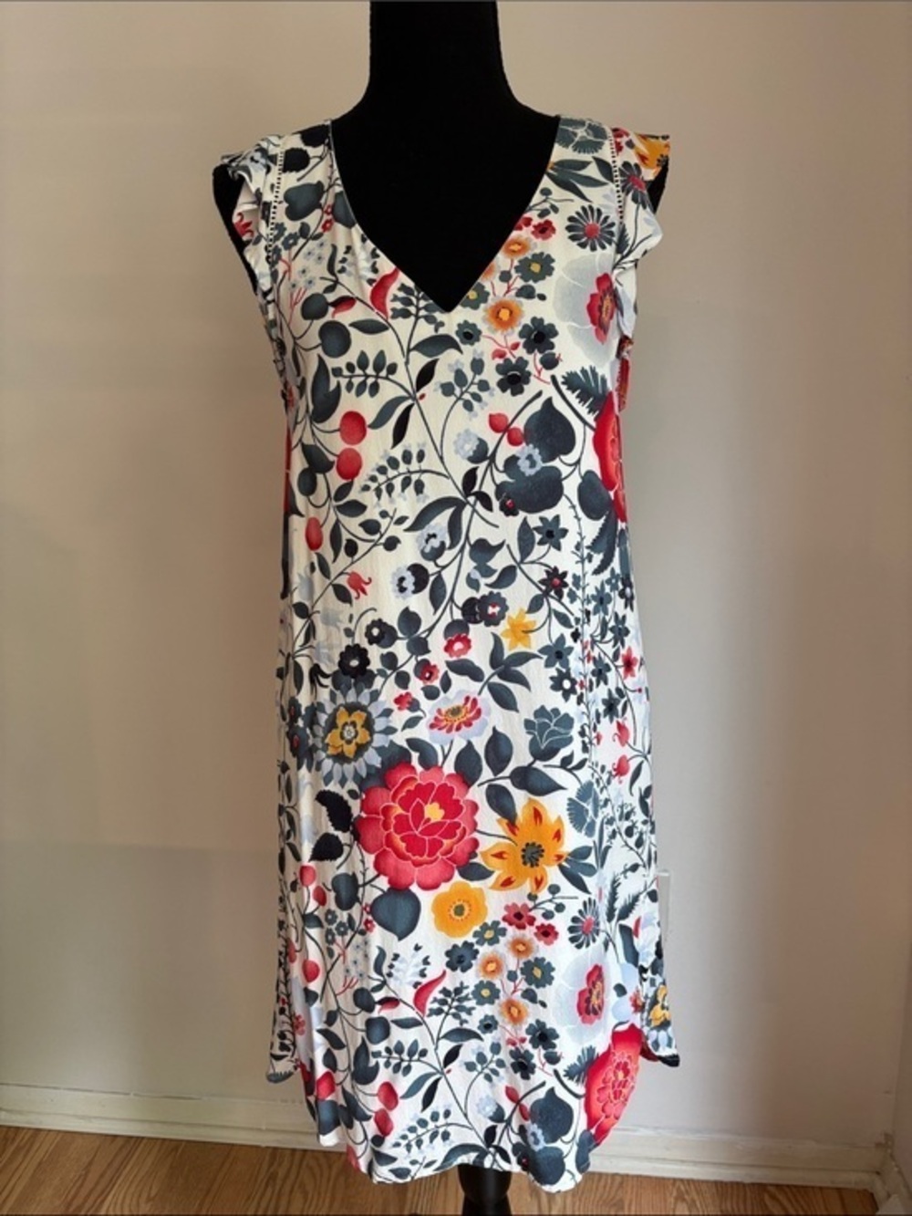 PERFECT LOFT sleeveless floral tank dress sheathe size small fully lined!